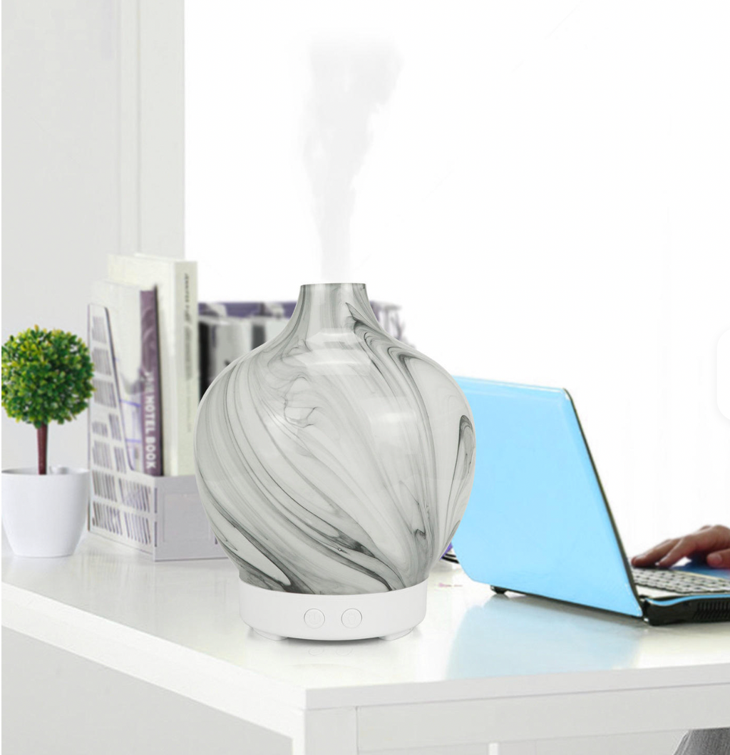 Diffuseur USB en verre marbré blanc gris 100 ml