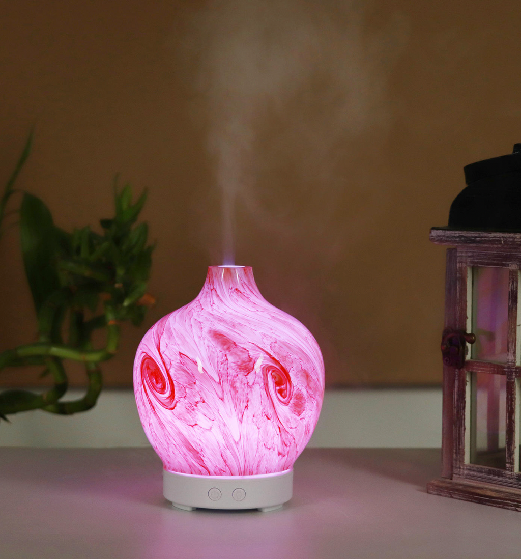 Diffuseur USB en verre marbré blanc gris 100 ml