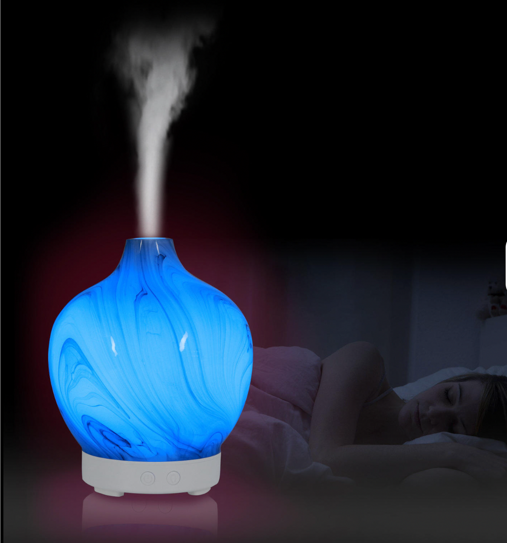 Diffuseur USB en verre marbré blanc gris 100 ml