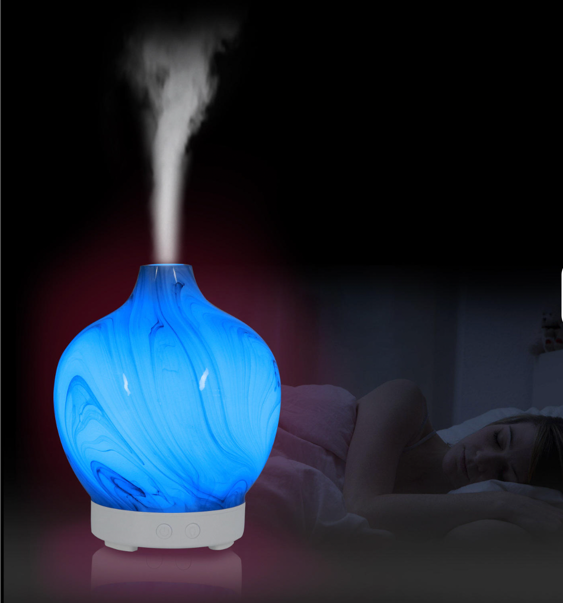 Diffuseur USB en verre marbré blanc gris 100 ml