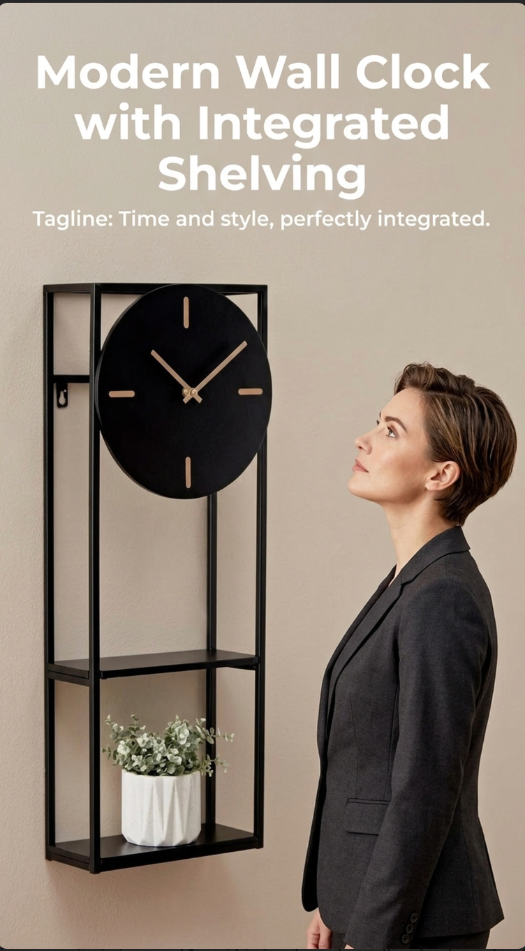 Horloge en métal avec socle