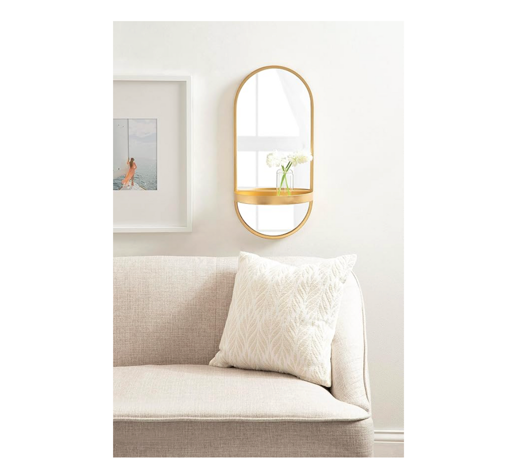 Miroir mural avec étagère