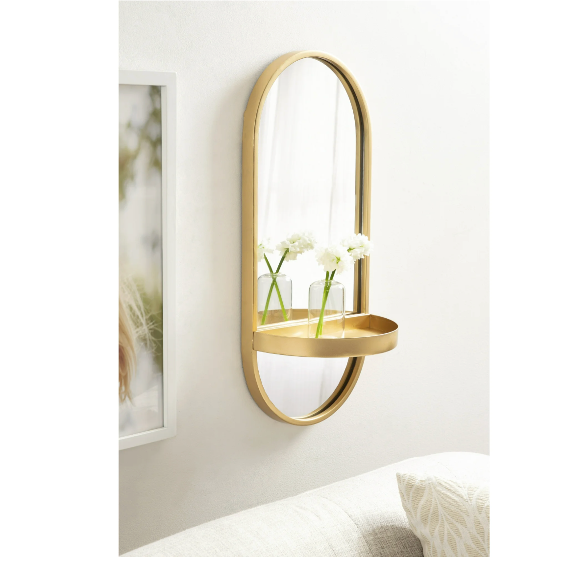 Miroir mural avec étagère