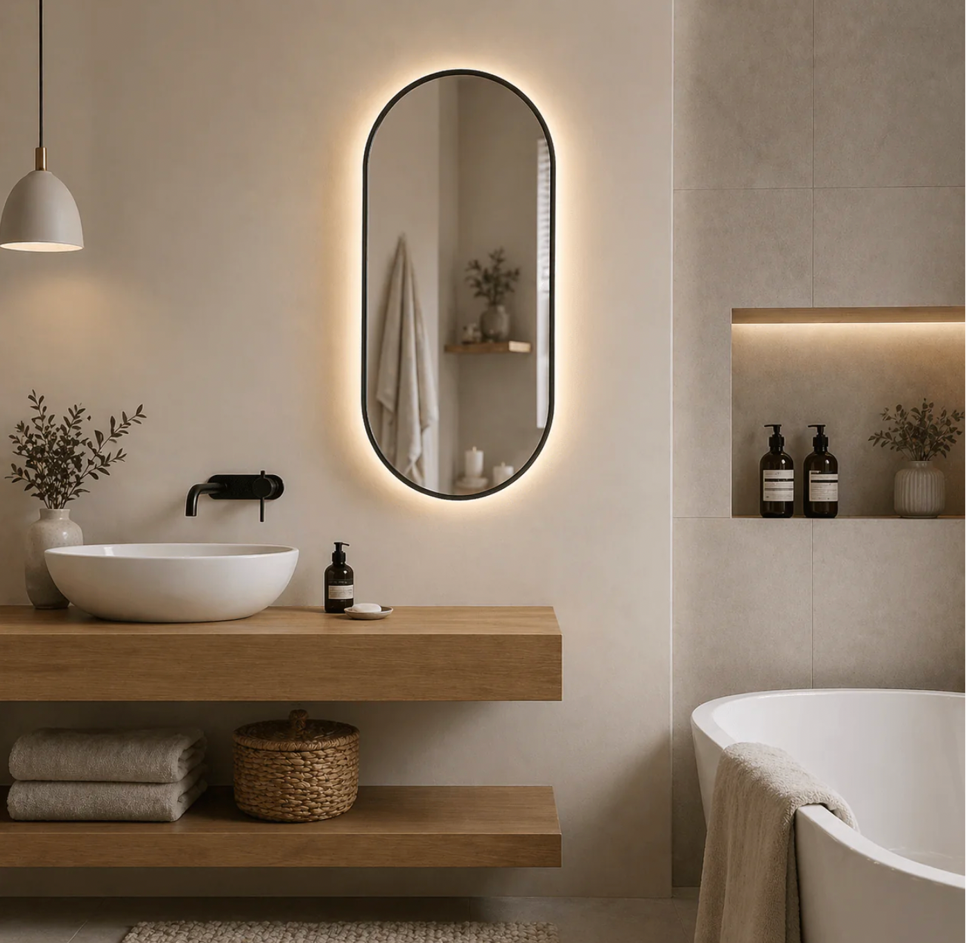 Miroir ovale lumineux