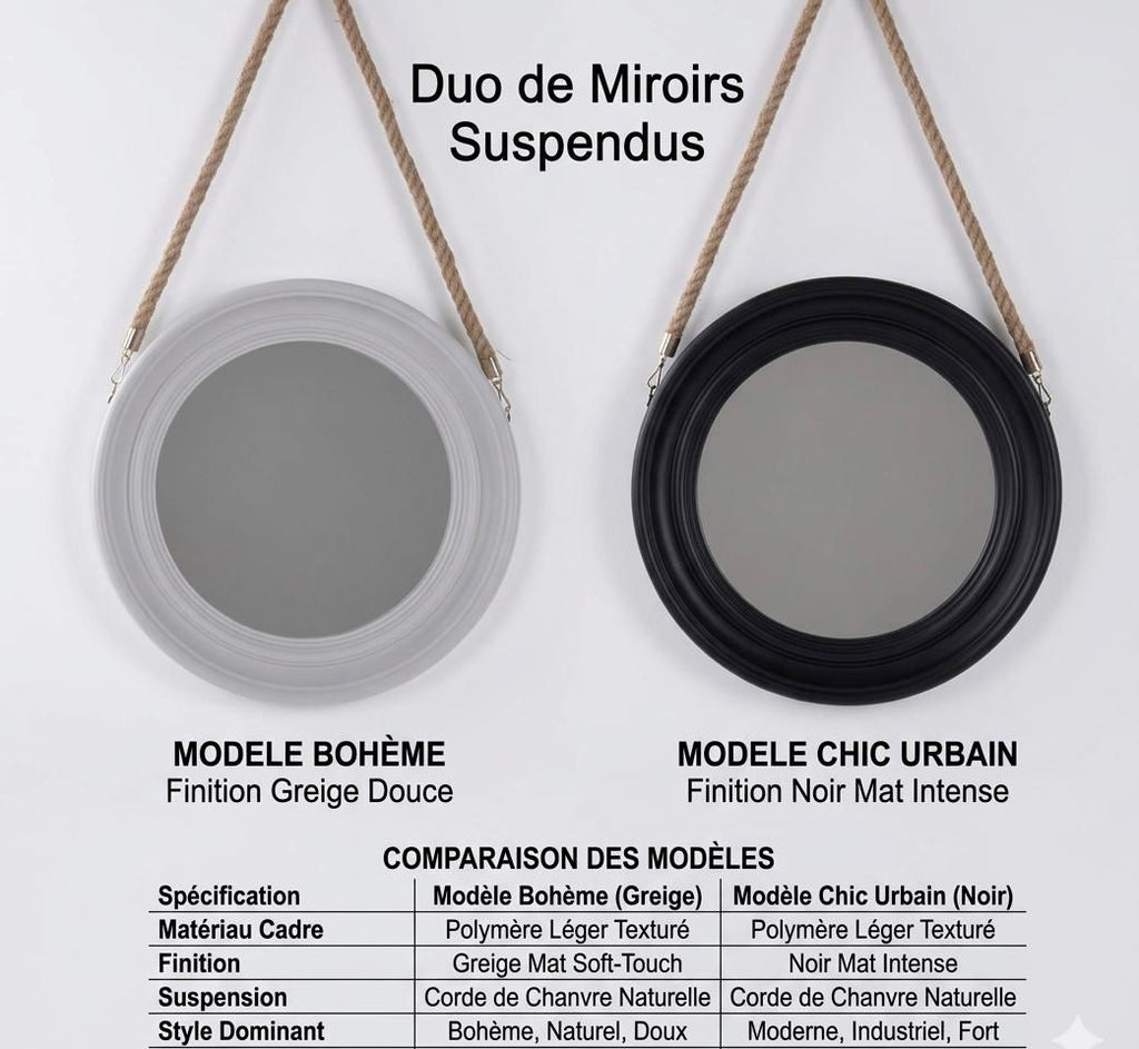 Miroir rond avec corde