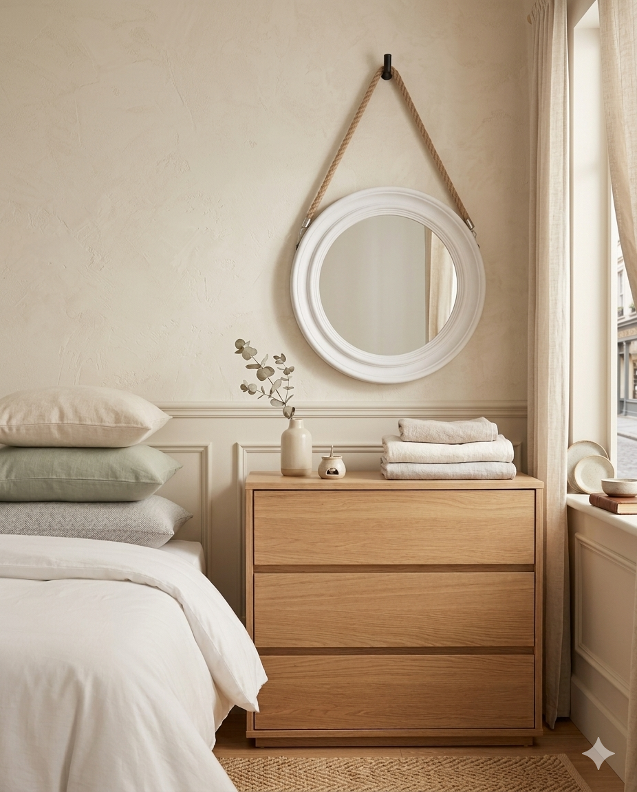 Miroir rond avec corde