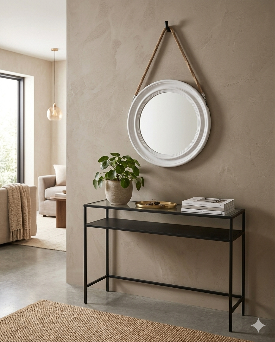 Miroir rond avec corde